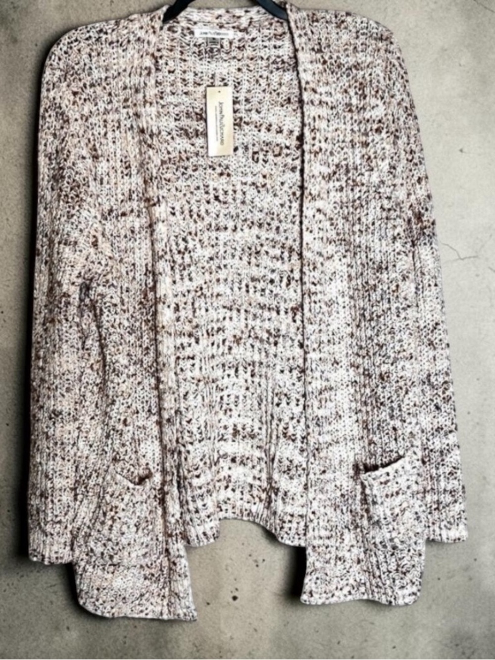 John Paul Richard Long Open Front Cardigan Sweater Size XL Beige Tan NWT